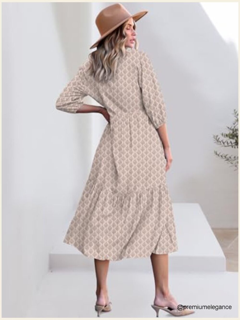 Rayon Maxi Dress with Puff Sleeves, V-Neck, Floral Print, Size S - Picture 5 of 7